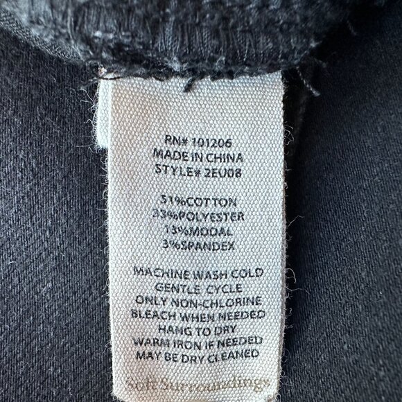 Soft Surroundings Womens Large Jeans Black Denim Slim Straight Stretch 5 Pocket - Picture 8 of 8